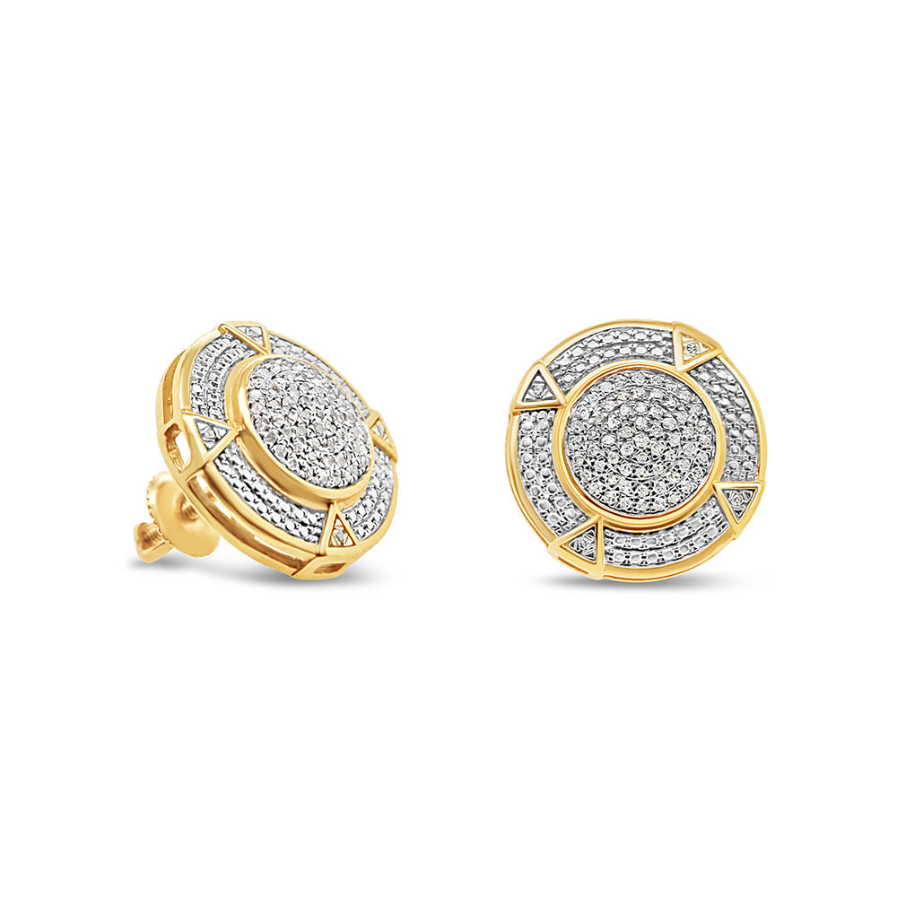 10K Yellow Gold | Diamonds Big Round Earrings | 0.32CTW | 15.80MM