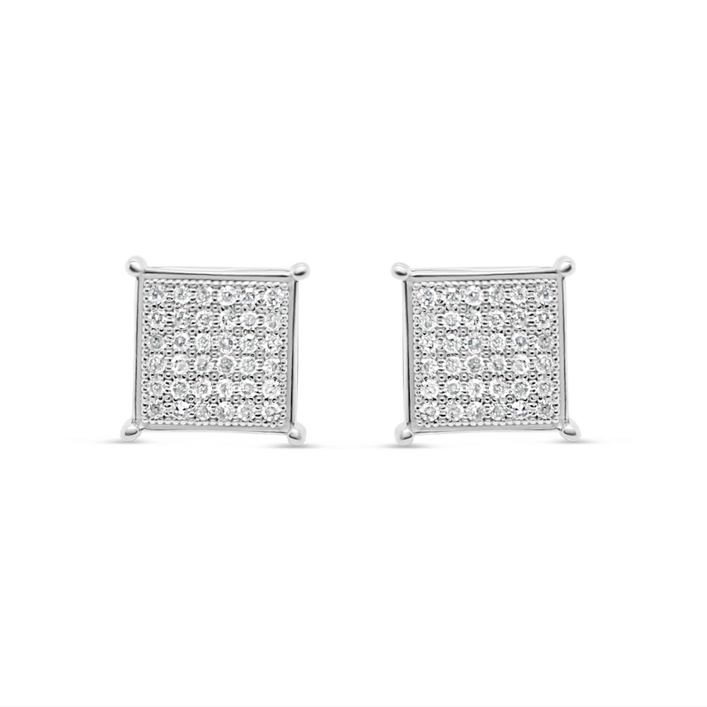 10K Yellow Gold | Diamond Square Earrings | 0.33CTW | 8.22MM