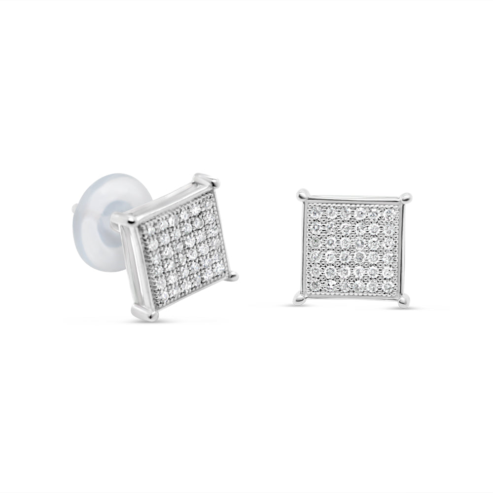 10K Yellow Gold | Diamond Square Earrings | 0.33CTW | 8.22MM