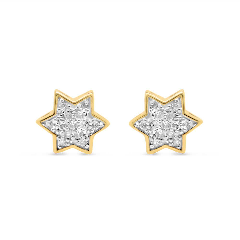 10K Yellow Gold | Diamond Star Earrings | 0.09CTW | 6.27MM
