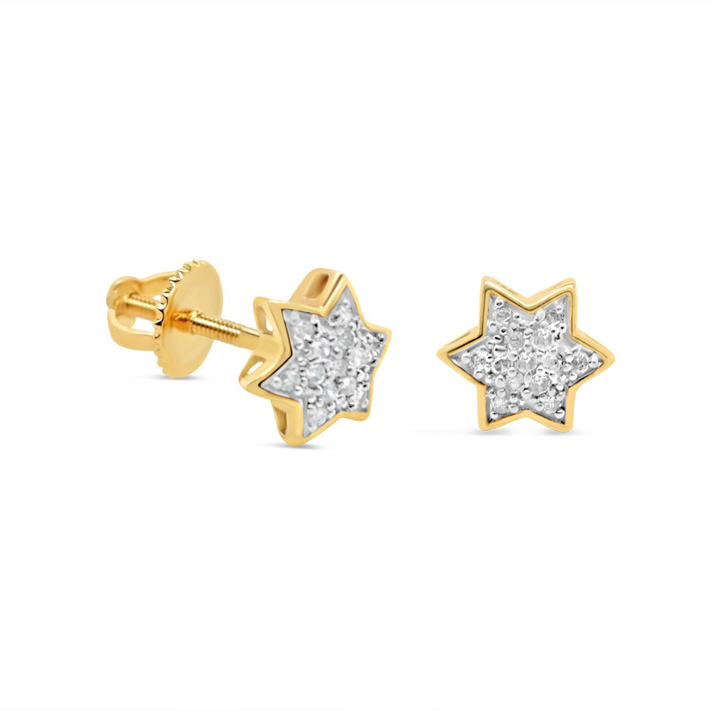 10K Yellow Gold | Diamond Star Earrings | 0.09CTW | 6.27MM