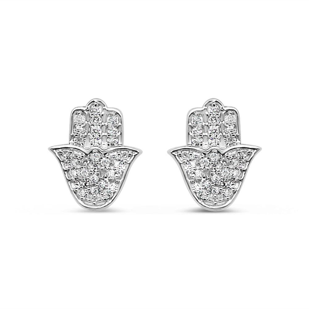 10K Yellow Gold | Diamond Hamsa Earrings | 0.20CTW | 8.84MM