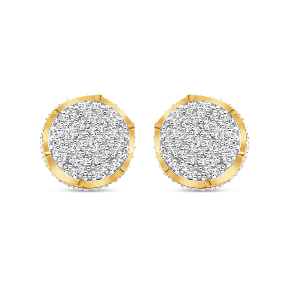 10k Gold Diamond 3-D Round Earrings 10.5mm 0.66 CTW