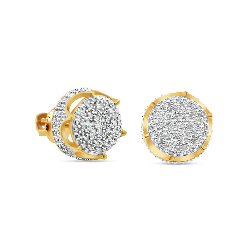 10k Gold Diamond 3-D Round Earrings 10.5mm 0.66 CTW
