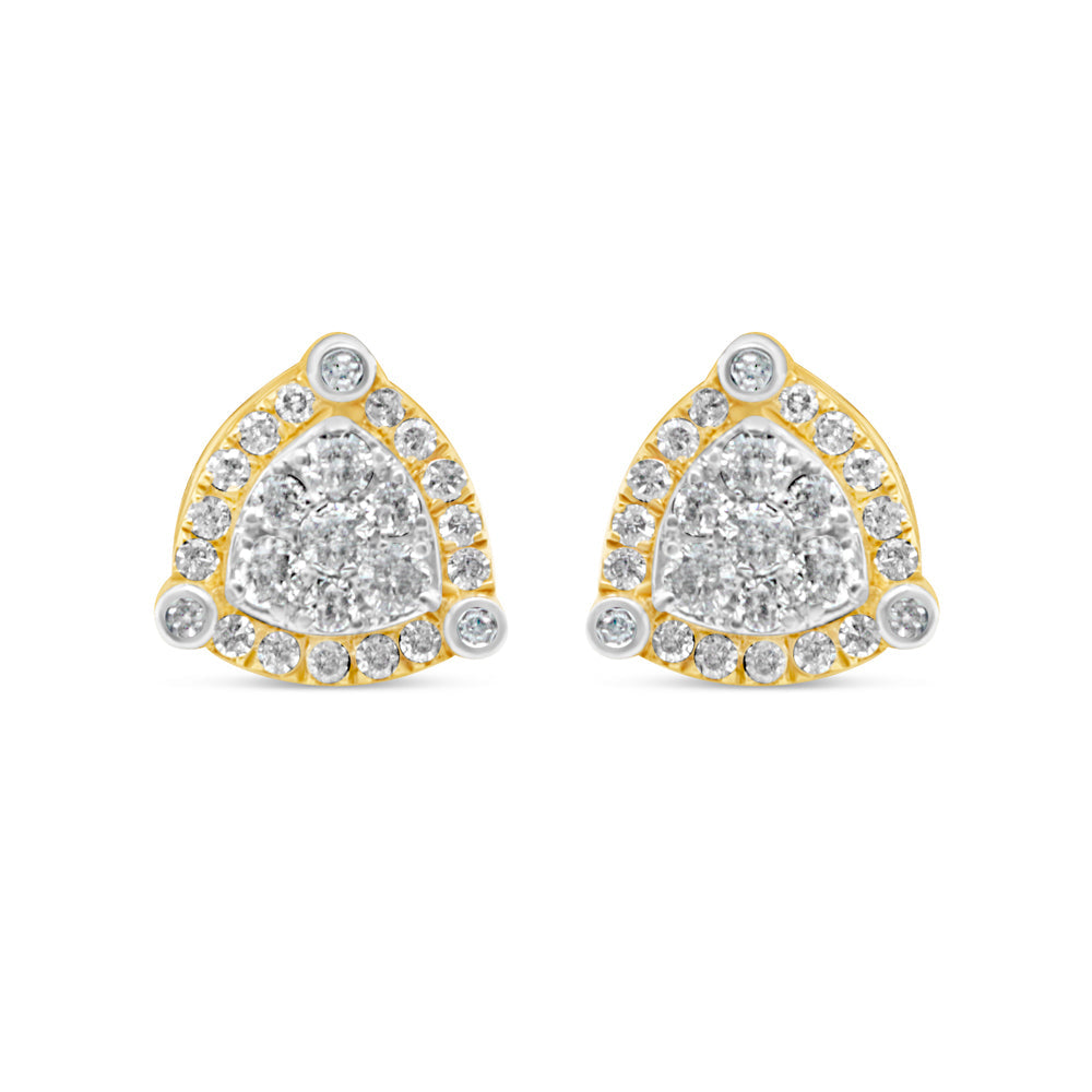 14k Gold Diamond Triangle  Earrings 9.5mm 0.66 CTW