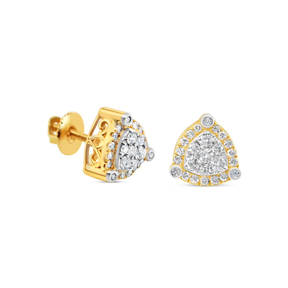 14k Gold Diamond Triangle  Earrings 9.5mm 0.66 CTW