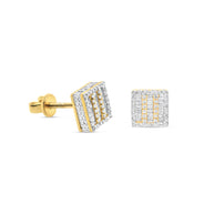 10k Gold Baguette Diamond Square Earrings 9mm .66CTW