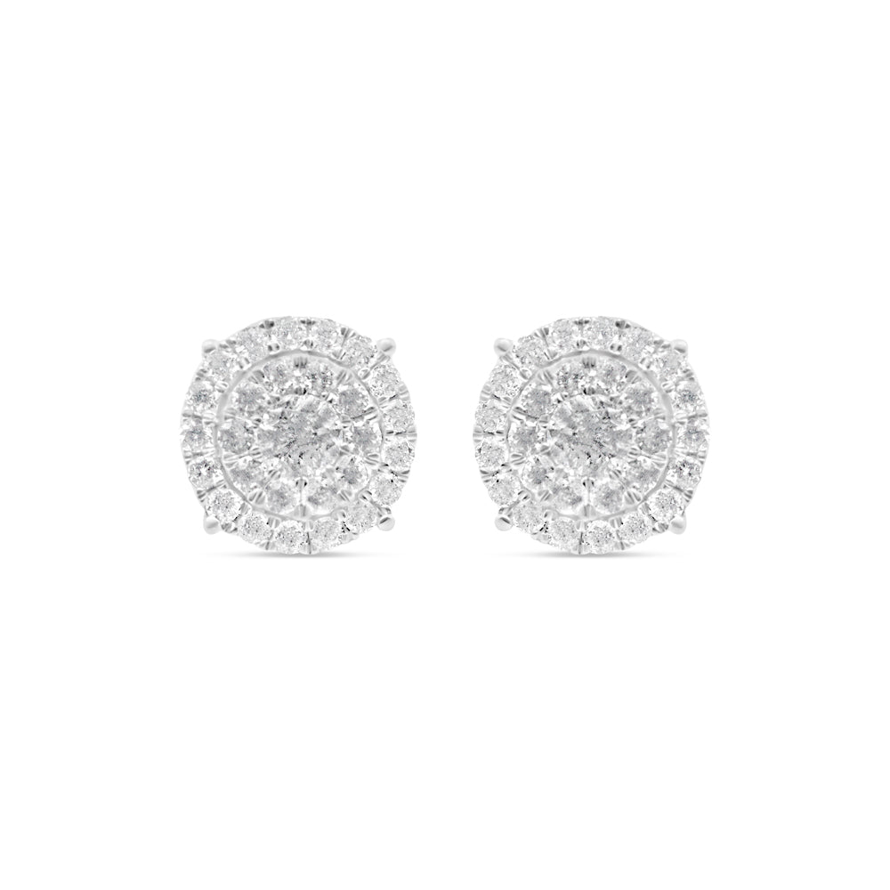 14k Gold Diamond Round Earrings 11mm 1.50CTW