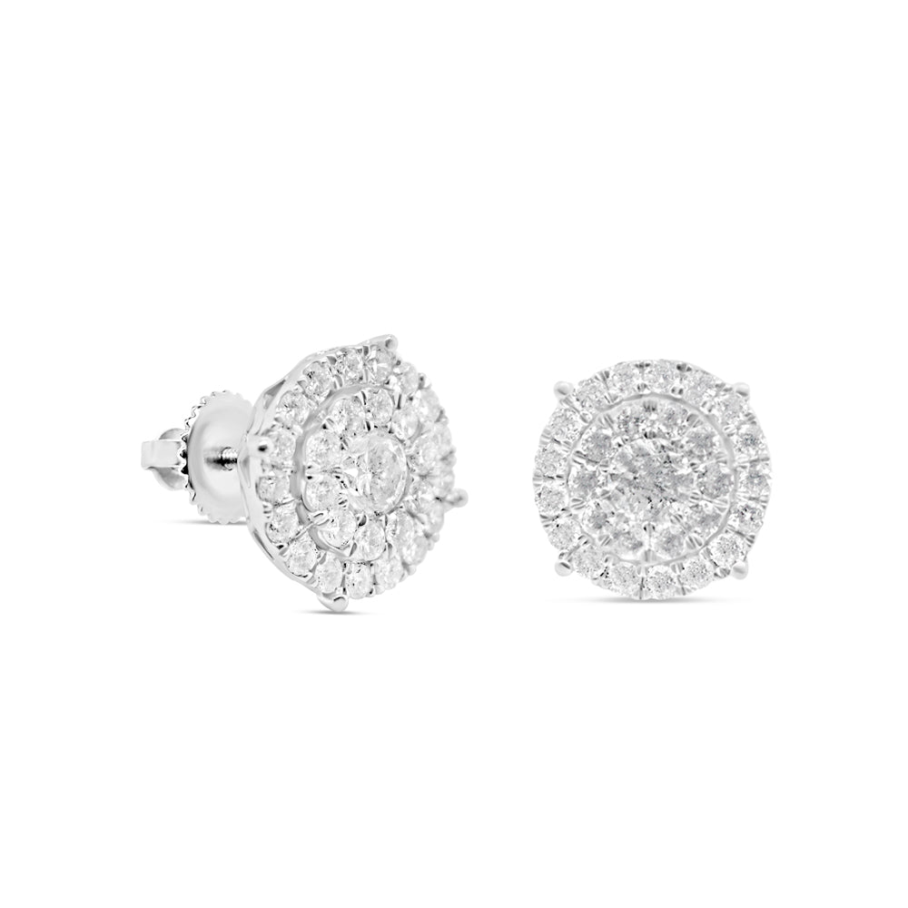14k Gold Diamond Round Earrings 11mm 1.50CTW