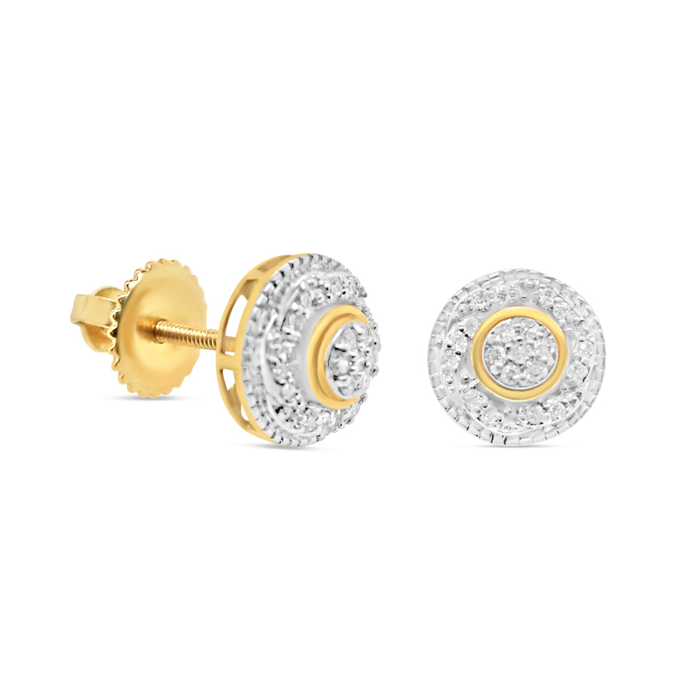14k Gold Diamond Round Earrings 9.7mm 0.65CTW