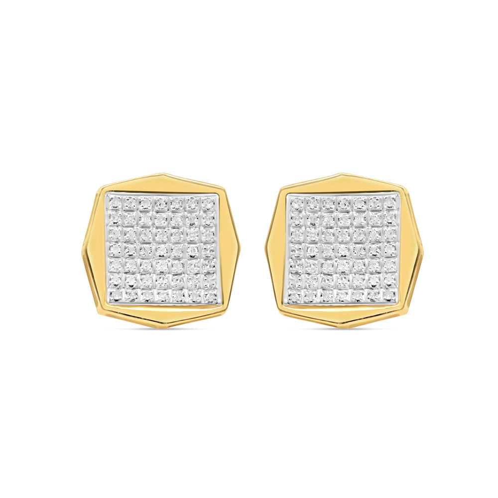 10k Gold Diamond Square Earrings 13mm 0.35CTW