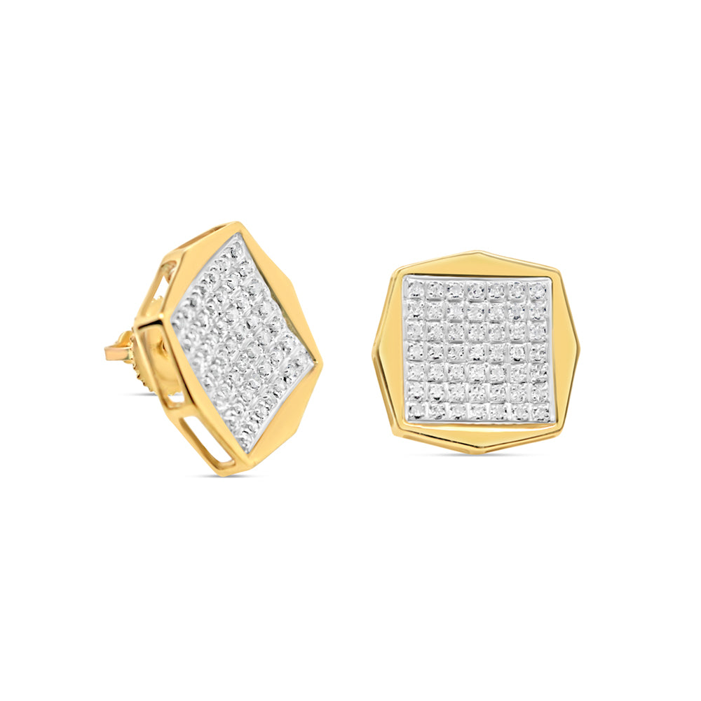 10k Gold Diamond Square Earrings 13mm 0.35CTW