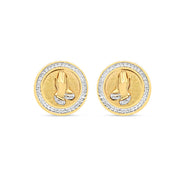 10k Gold Diamond Round Prayer  Earrings 13.5mm 0.35CTW