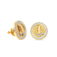 10k Gold Diamond Round Prayer  Earrings 13.5mm 0.35CTW