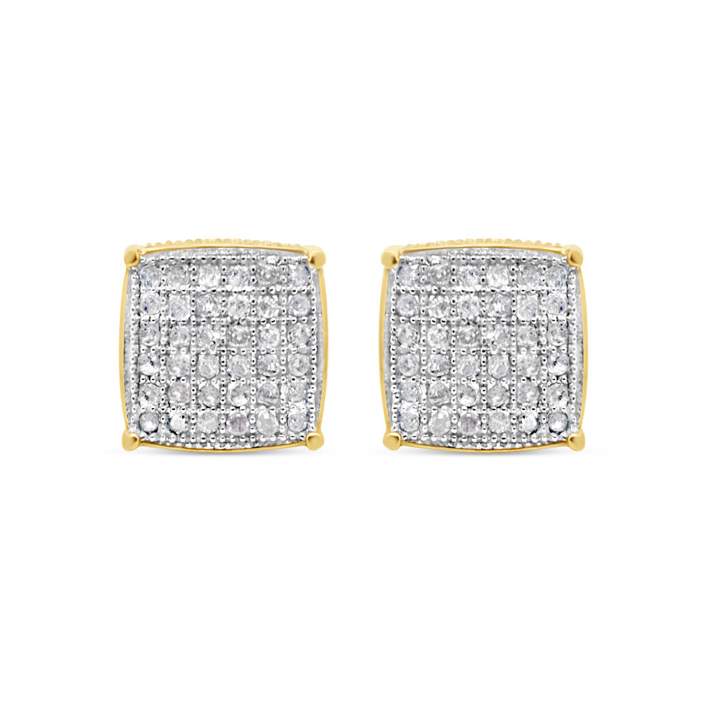 10k Gold Diamond 3-D Square  Earrings 8mm 0.46CTW