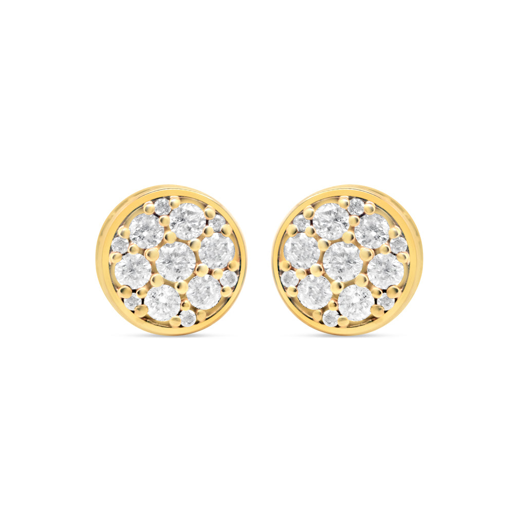 14k Gold Diamond 3-D Round Earrings 9mm 1.00CTW