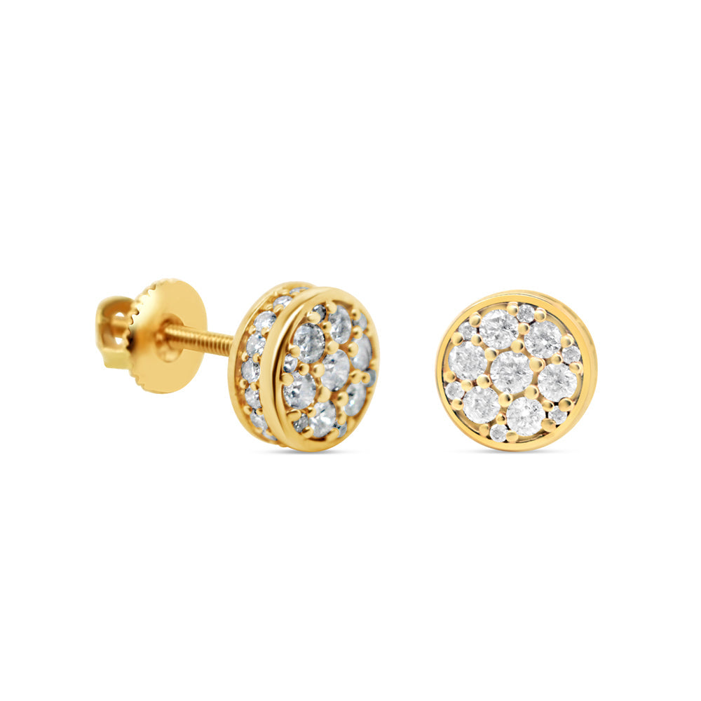 14k Gold Diamond 3-D Round Earrings 9mm 1.00CTW
