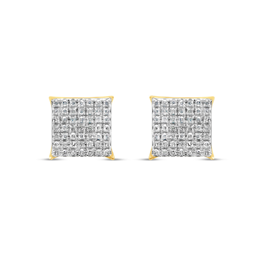 10k Gold Diamond Square Earrings 9mm .33CTW