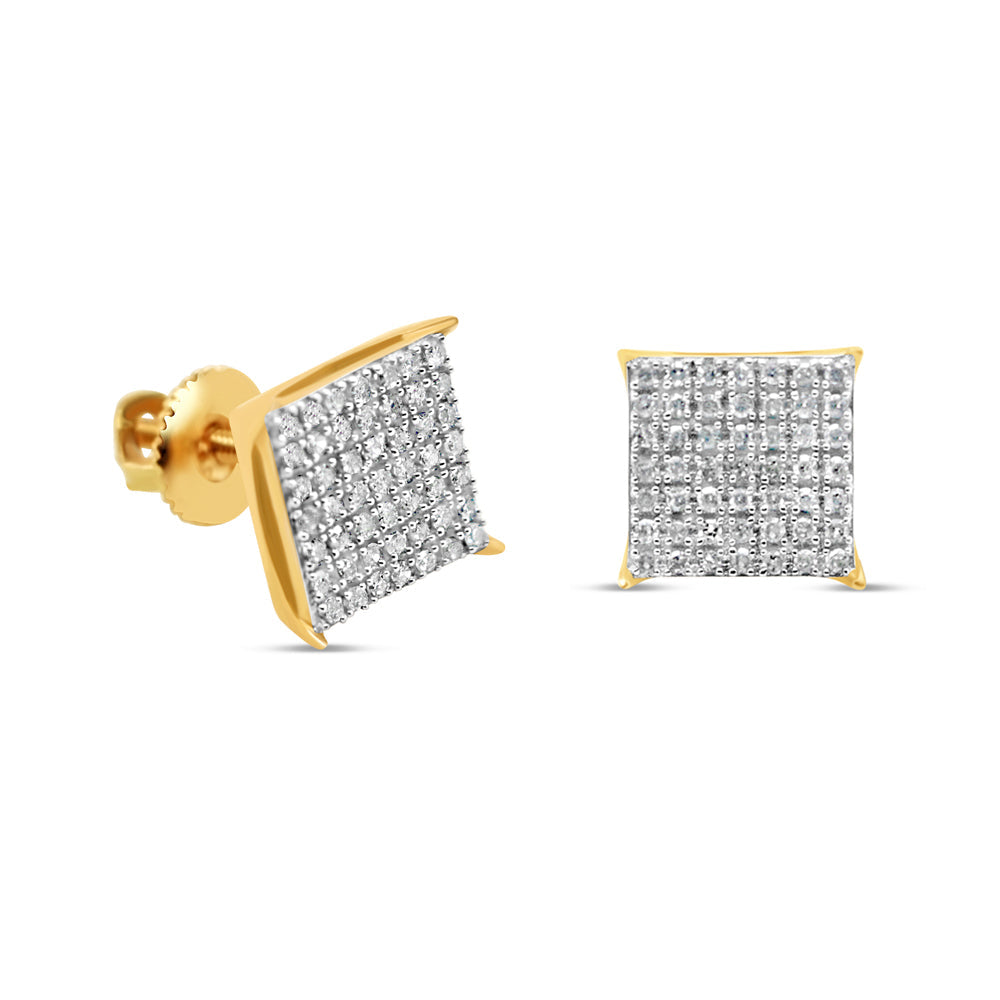 10k Gold Diamond Square Earrings 9mm .33CTW