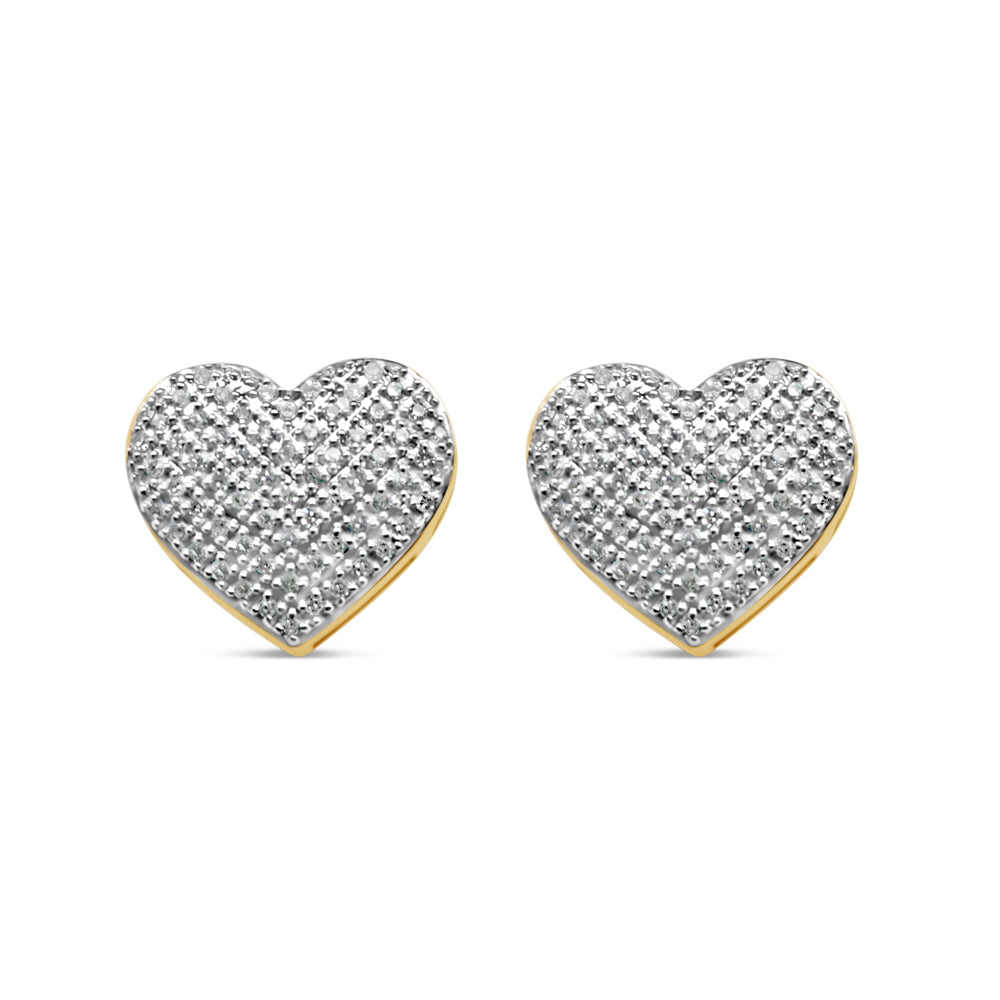 10k Gold Diamond Heart Earrings 15mm .53CTW