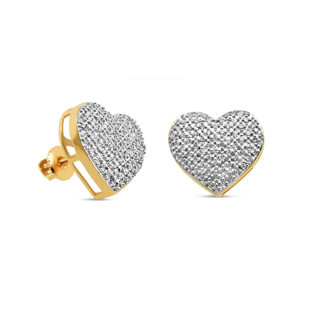 10k Gold Diamond Heart Earrings 15mm .53CTW