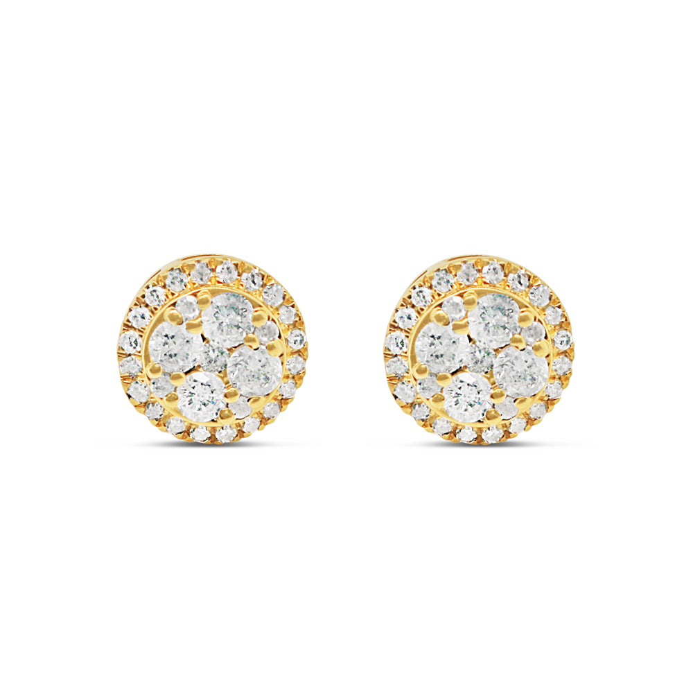 14k Gold Diamond Round Earrings 7.5mm .55CTW
