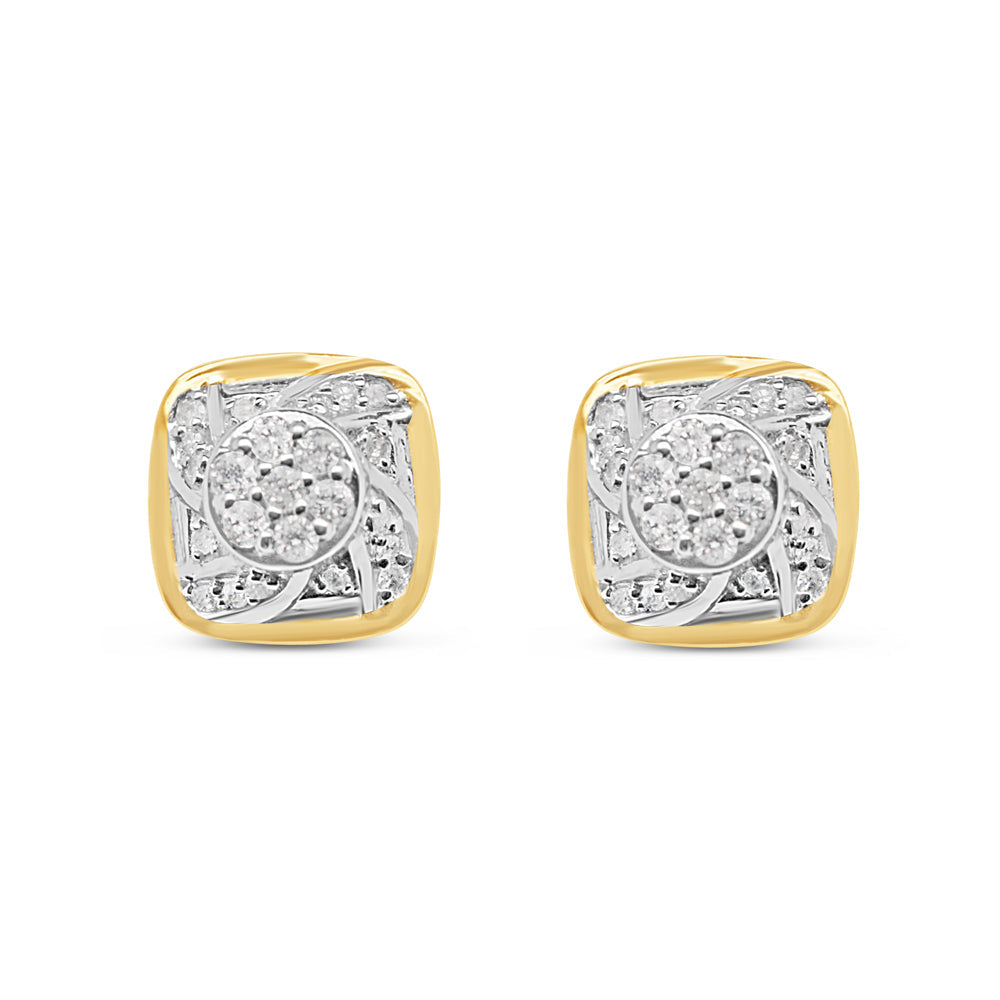 14k Gold Diamond Square Earrings 10mm .40CTW