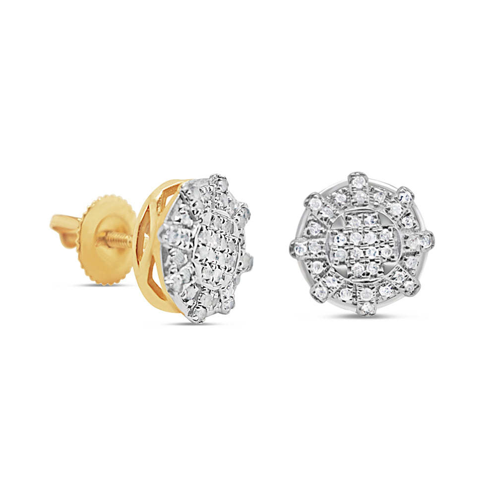 10k Gold Diamond Round Earrings 9.5mm .15CTW