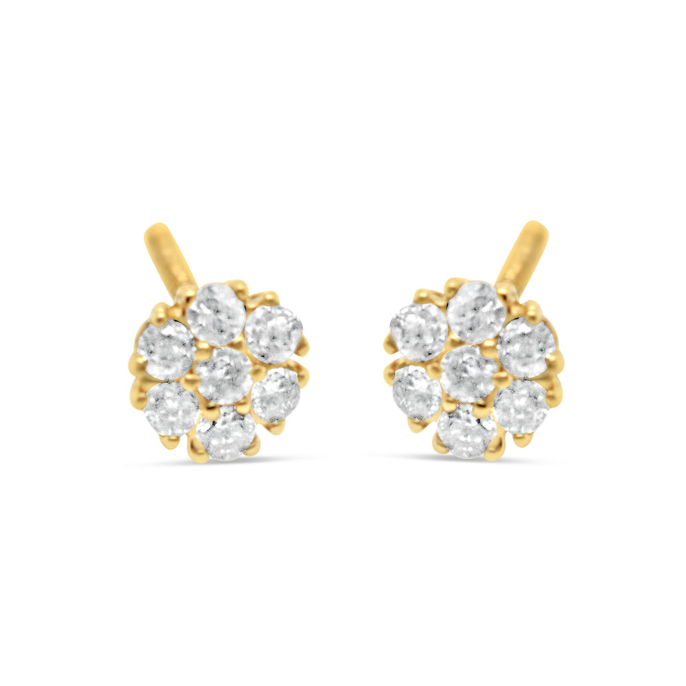 14k Gold Diamond Flower Earrings 5mm .25CTW