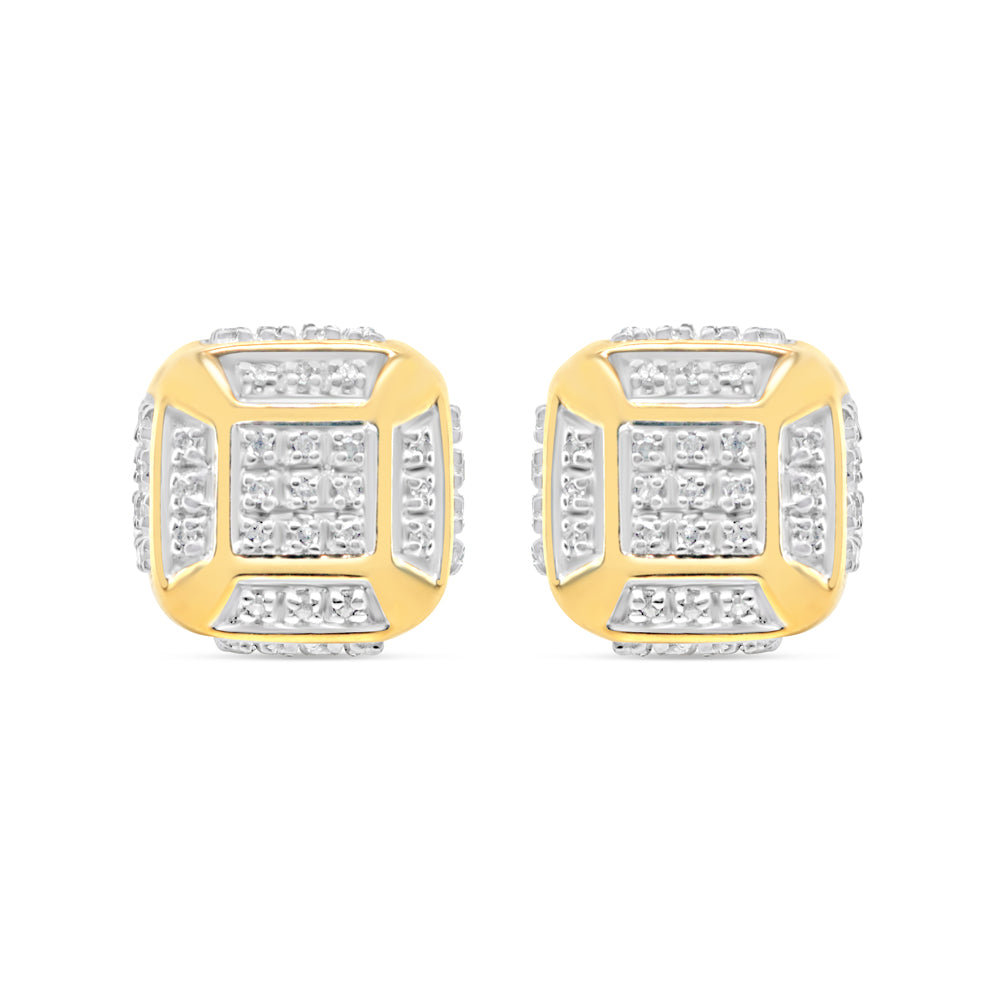 10k Gold Diamond 3-D Square Earrings 5mm .25CTW