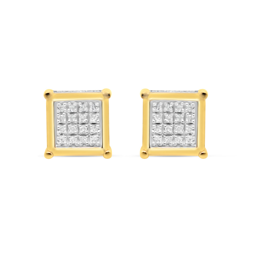 10k Gold Diamond Square Earrings 9mm .25CTW