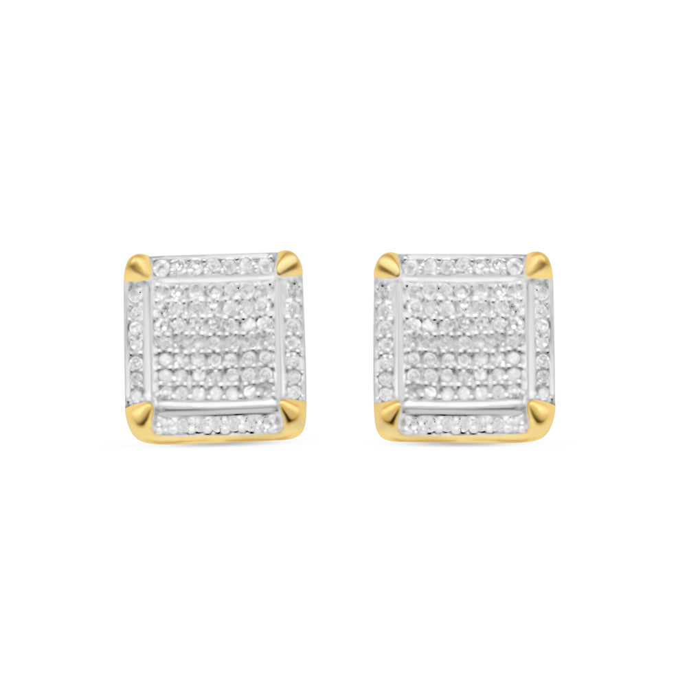 10k Gold Diamond Square Earrings 10mm .58CTW