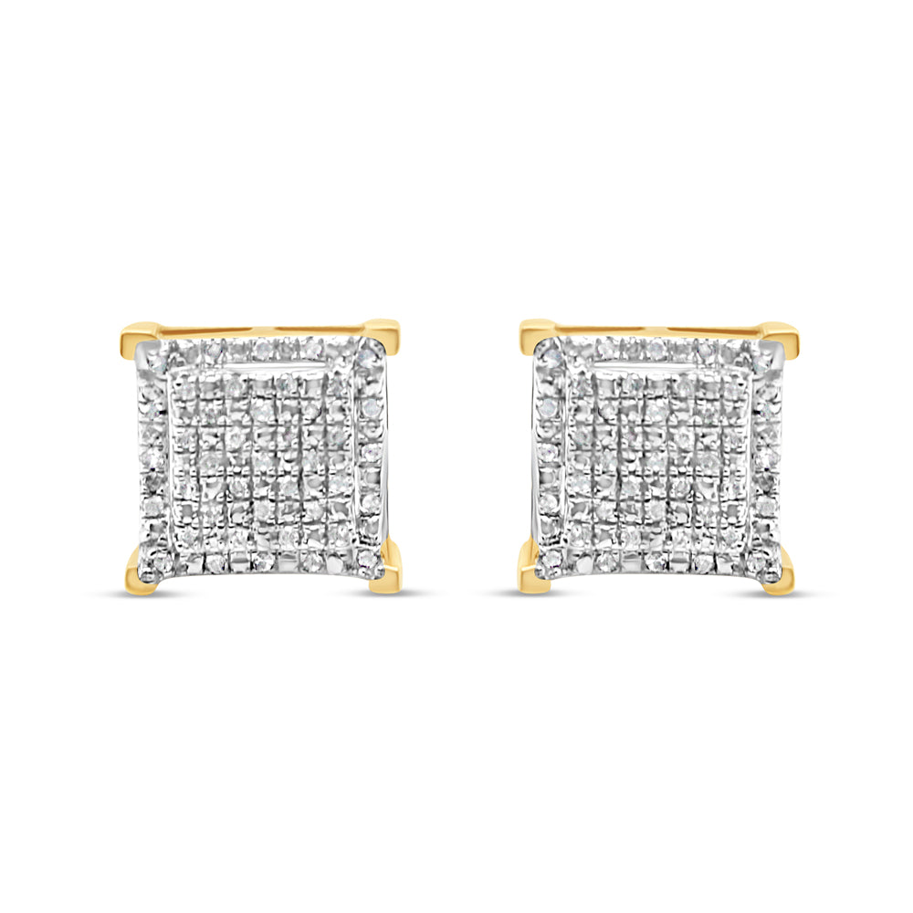 10k Gold Diamond Square Earrings 9mm .23CTW