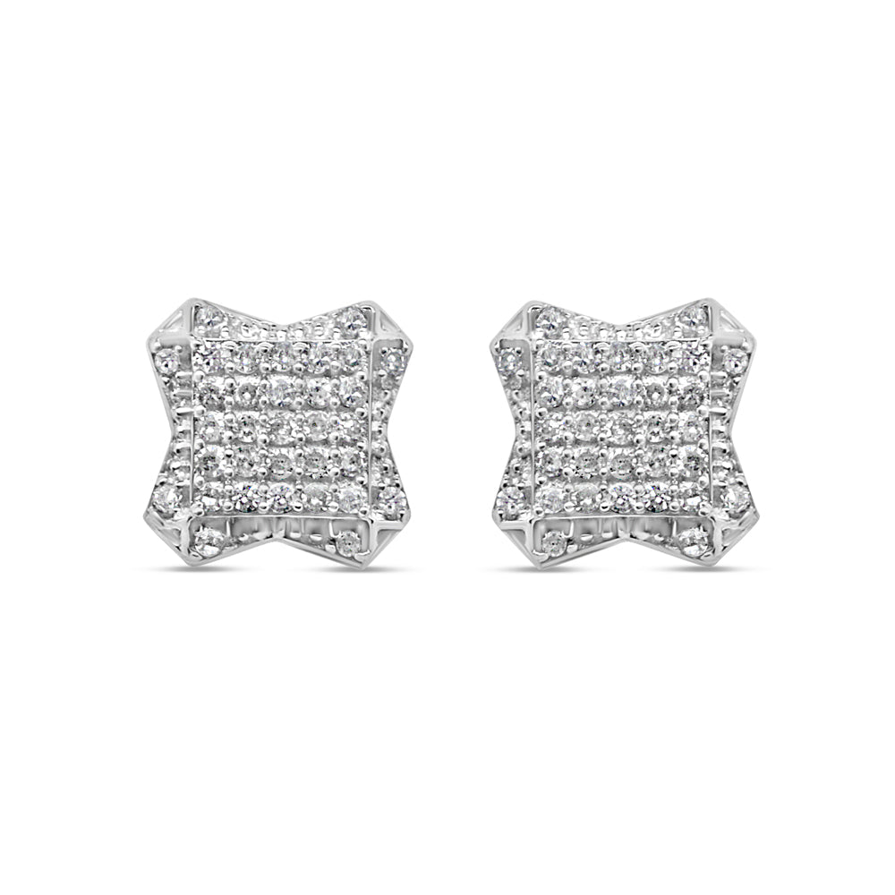 10k Gold Diamond Square Earrings 9mm .21CTW