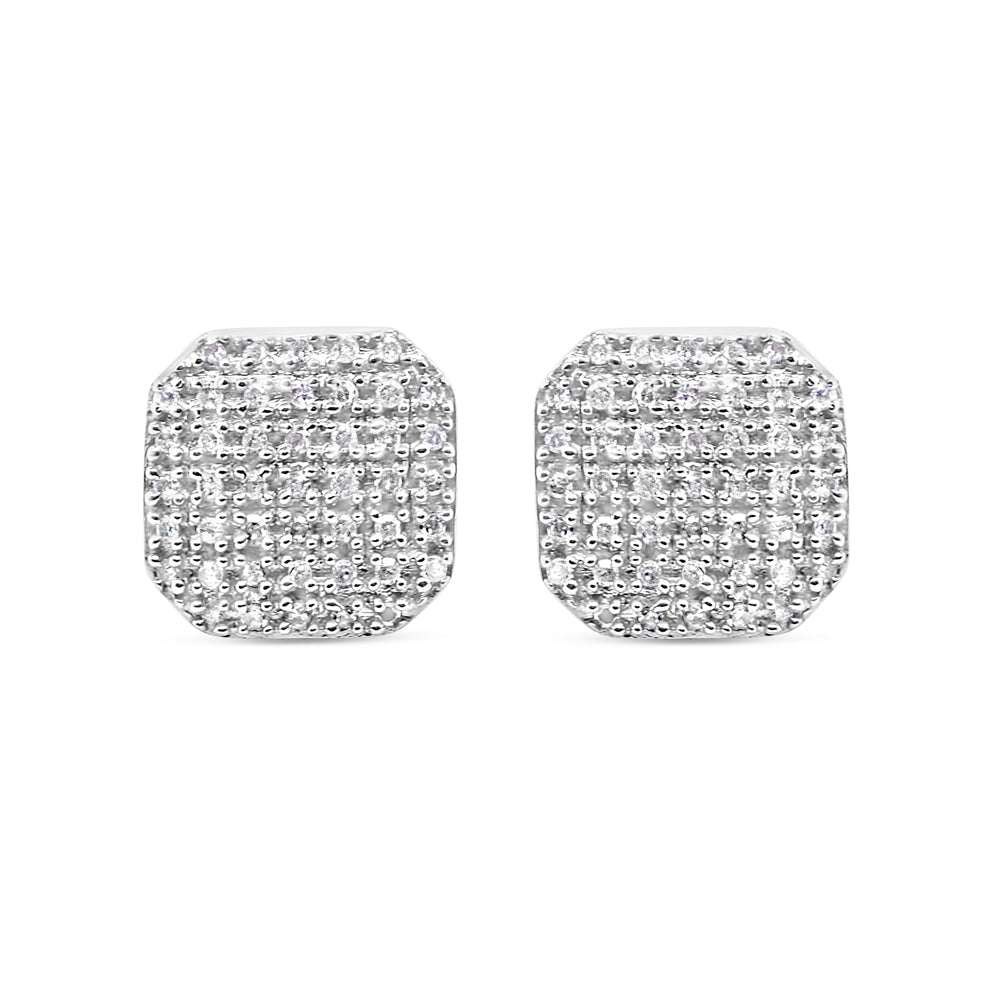 10k Gold Diamond Square Earrings 11mm .28CTW