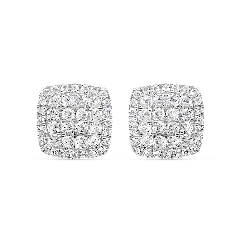 14k Gold Diamond Square Earrings 9.5mm 1.00CTW