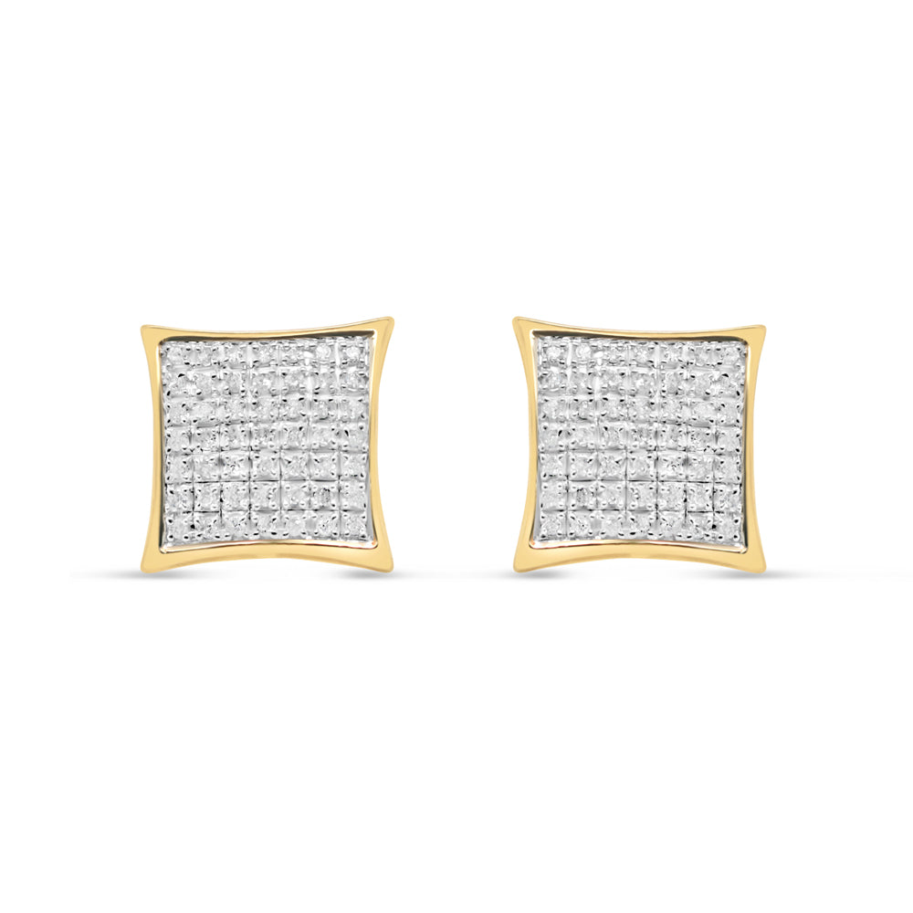 10k Gold Diamond Round Earrings 11mm .18CTW