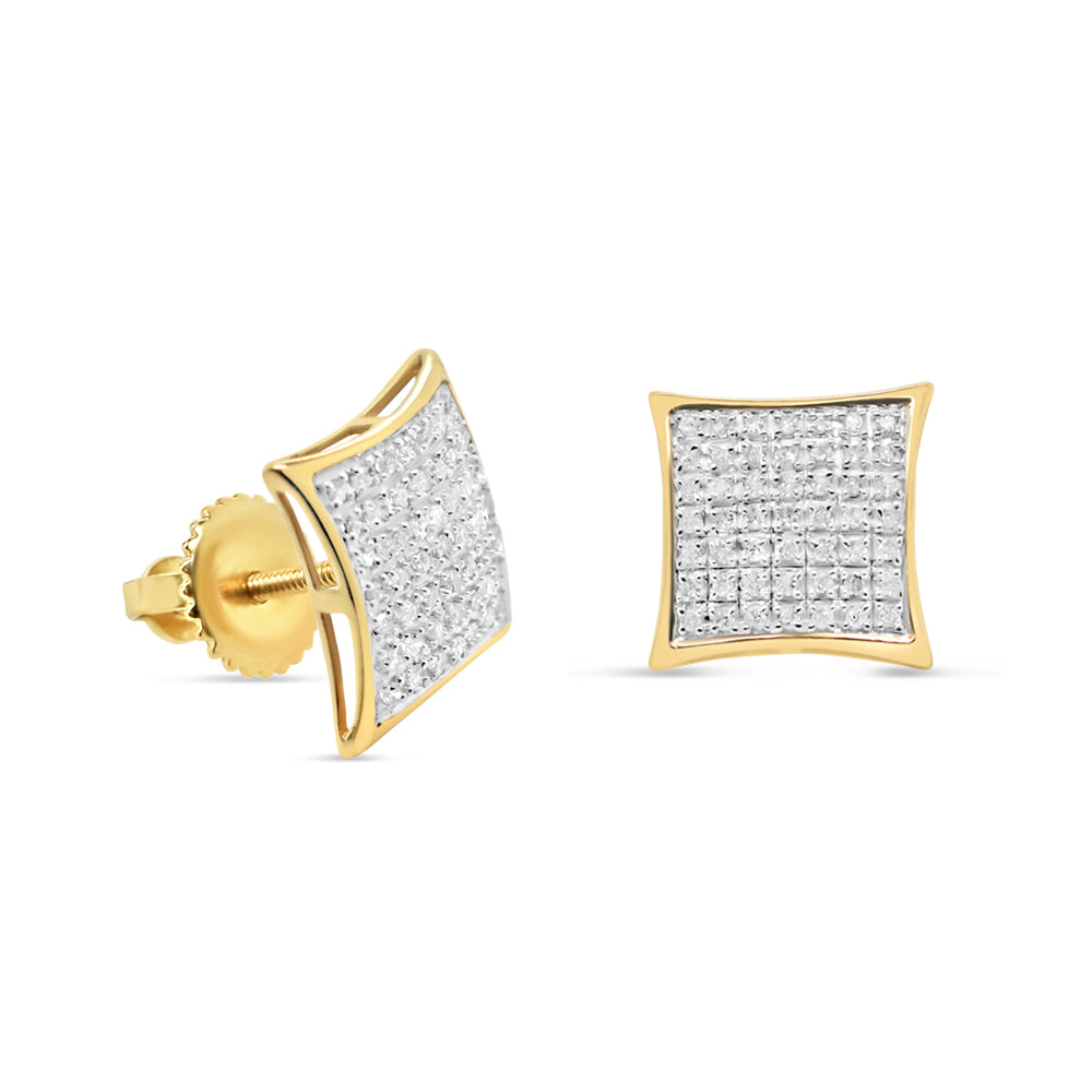 10k Gold Diamond Round Earrings 11mm .18CTW