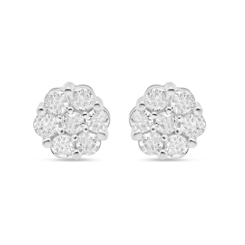 14k Gold  Diamond Square Earrings 7mm 1.39CTW