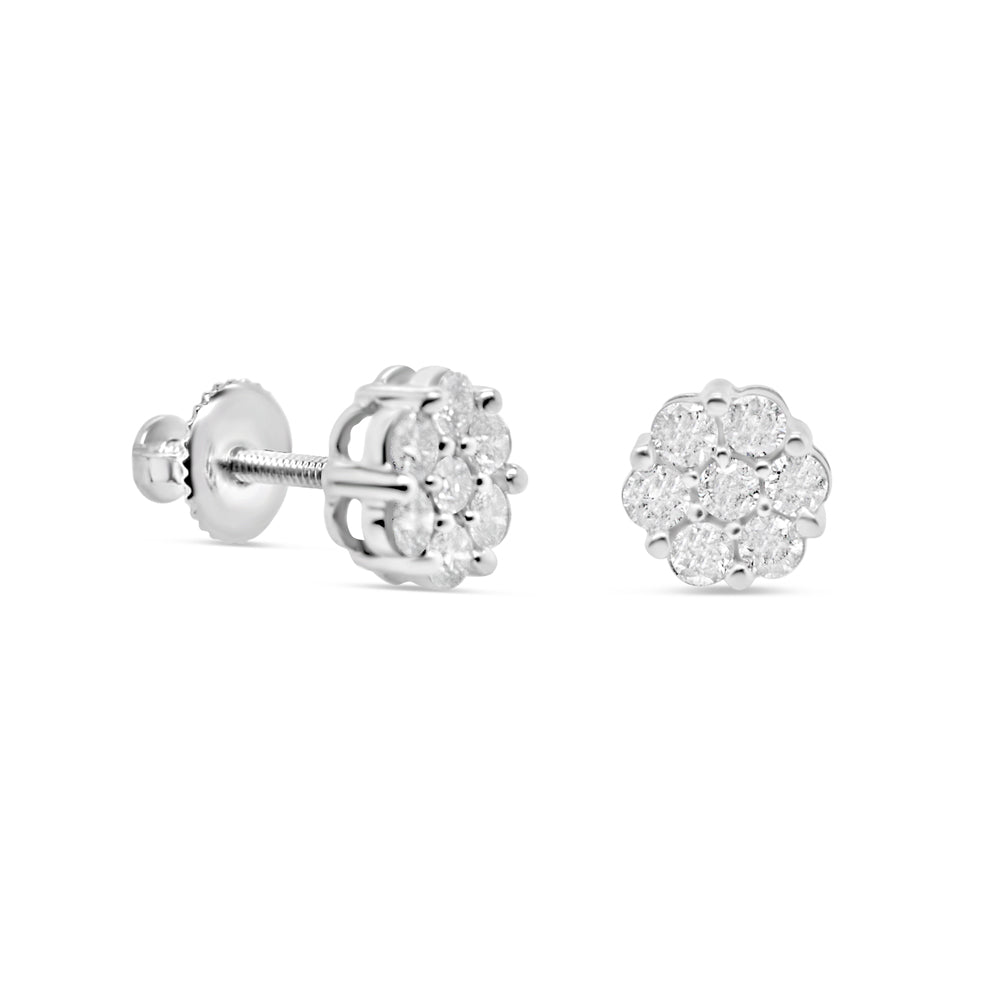 14k Gold  Diamond Square Earrings 7mm 1.39CTW