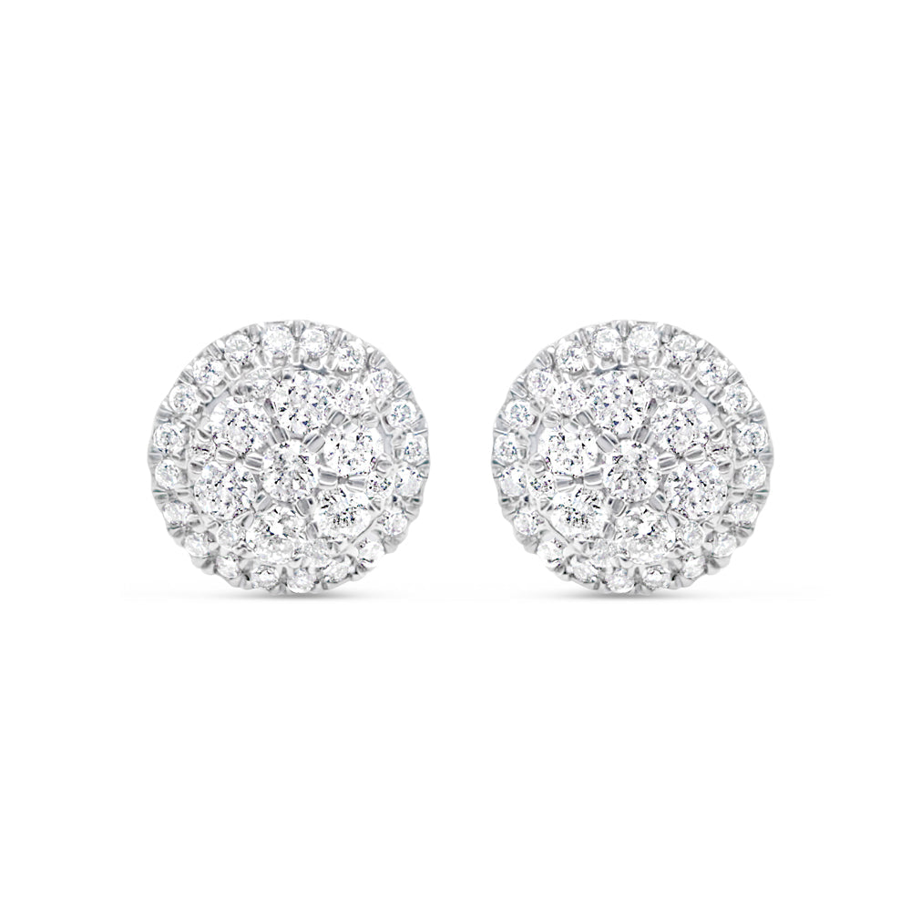 14k Gold Diamond Flower Earrings 9mm .75CTW