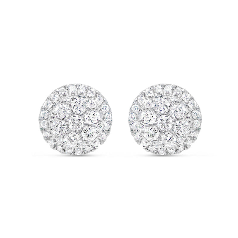 14k Gold Diamond Flower Earrings 9mm .75CTW