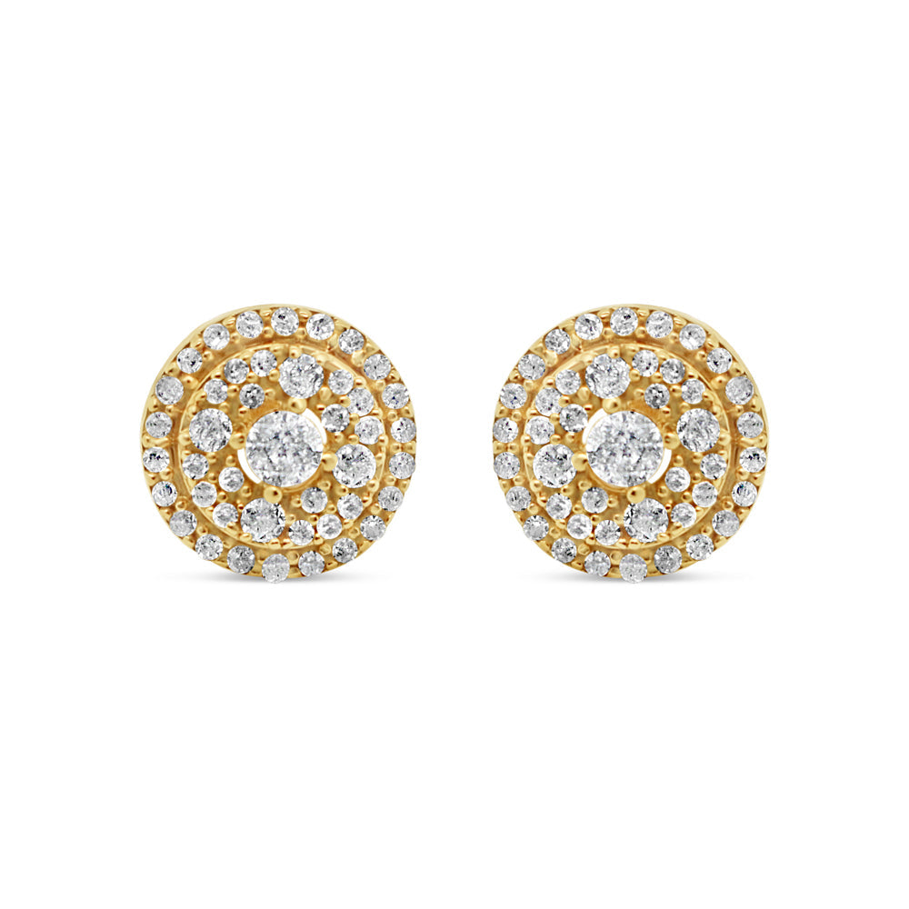 14k Gold Diamond Round Earrings 8mm .95CTW