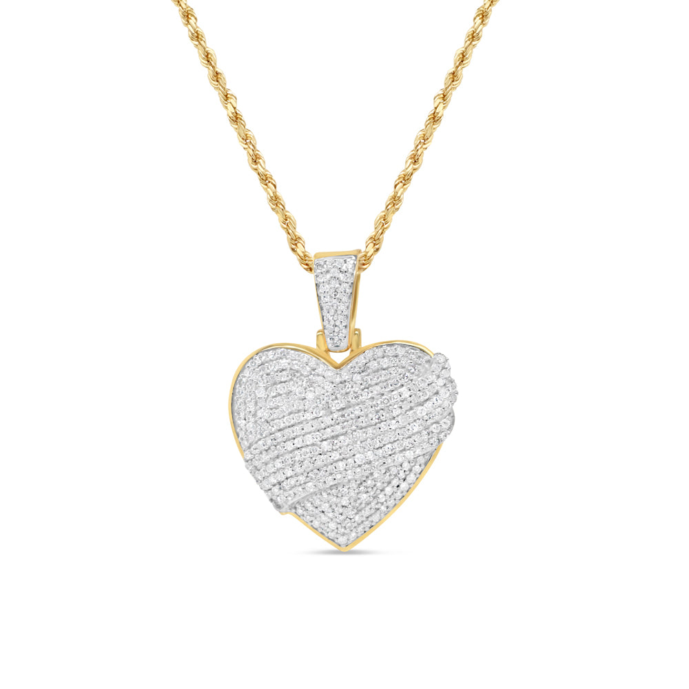 Heart with Ribbon Pendant with Necklace | 10K Yellow Gold | 20.82MM| 1.30CT