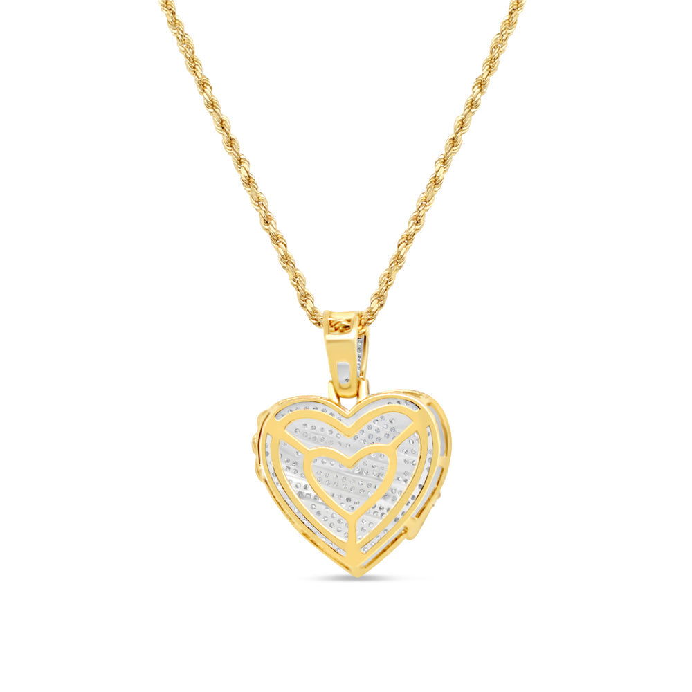Heart with Ribbon Pendant with Necklace | 10K Yellow Gold | 20.82MM| 1.30CT