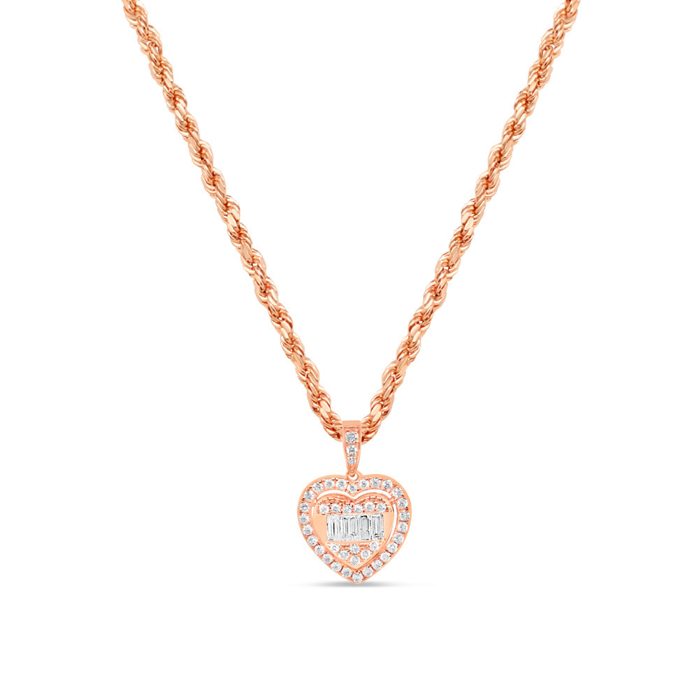 Heart Pendant with Necklace | 14K Rose Gold | 14.52MM| 0.84CT