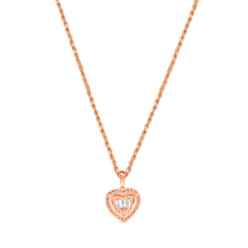 Heart Pendant with Necklace | 14K Rose Gold | 14.52MM| 0.84CT