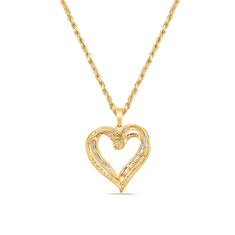 Heart Pendant with Necklace | 10K Yellow Gold | 21.33MM| 0.84CT