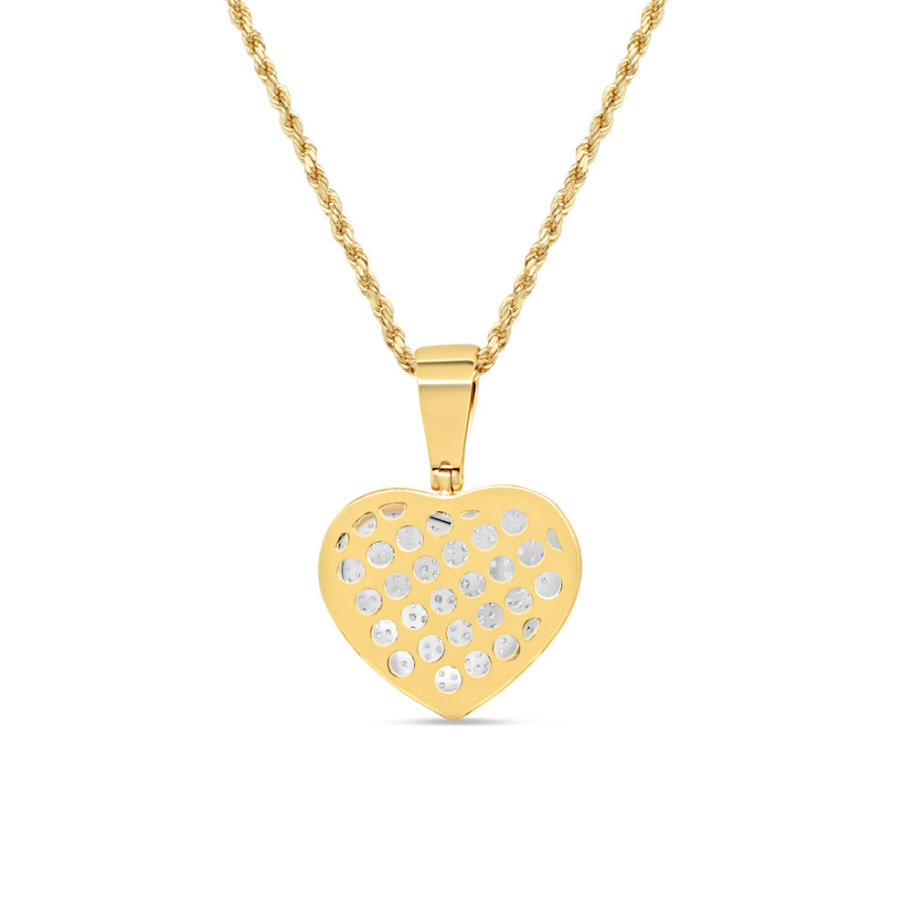 Golden Diamond Rim Heart Pendant with Necklace | 14K Yellow Gold | 19.21MM| 0.79CT