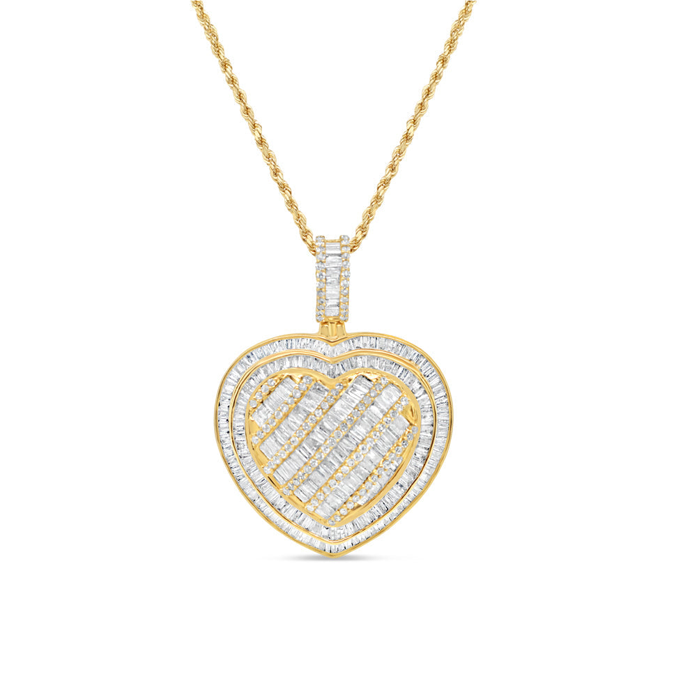3D Heart Pendant with Necklace | 14K Gold| Color Options Available | 27.43MM| 2.77CT